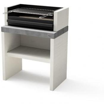 Barbacoa de Obra para Leña y Carbón TUOZI Modelo PLAN 1 PLUS (Gris/Blanco - 78 x 47 x 102 cm) - Uso en Exteriores