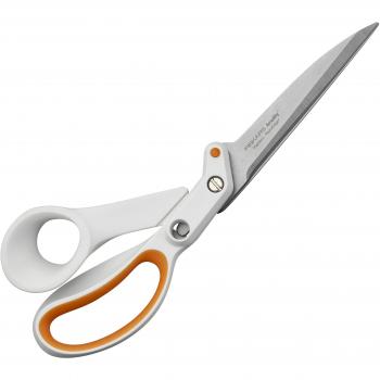 Fiskars Razor Edge Tijeras multiuso, Longitud: 24 cm, Acero inoxidable/Plástico, Blanco/Naranja, Amplify, 1005225
