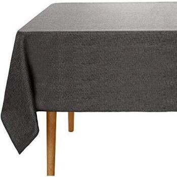 Amazon Brand - Umi Mantel Mesa Rectangular de Efecto Lino 150x300cm Gris Oscuro