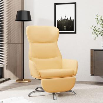 Sillón de relax con reposapiés tela de microfibra crema vidaXL