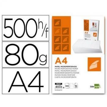 Papel Din A4, folios, microperforados en 3 partes iguales, 80 gramos, 500 hojas