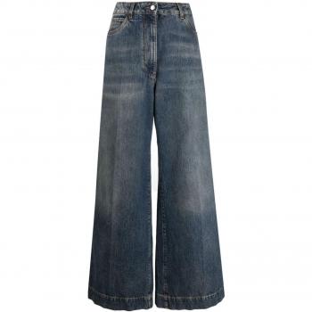 Etro Women's Cotton Wide Leg Jeans in Blue | Size 26 | 11839