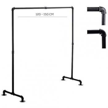 Perchero Jersey Industrial Negro 150 cm con Ruedas, Carga Máxima 20 Kg