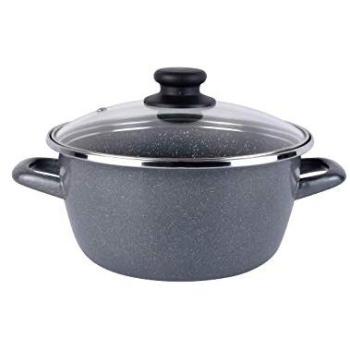 Cacerola Gransasso Magefesa 20 cm con Tapa de Vidrio, Acero Esmaltado Vitrificado, Antiadherente Reforzado, Apta para Inducción y Lavavajillas