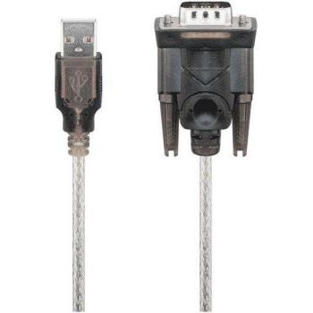 Cabo Adaptador USB a RS-232 (9 pines) - 1.5 m, Negro, Transparente