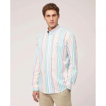 Harmont&Blaine - Men's Regular Fit Multicolor Striped Cotton Long Sleeve Shirt
