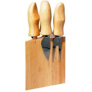 Laguiole - Juego de 4 utensilios de queso y un bloque de madera magnético