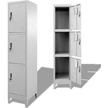 vidaXL Locker Cabinet with 3 Compartments 38x45x180 cm