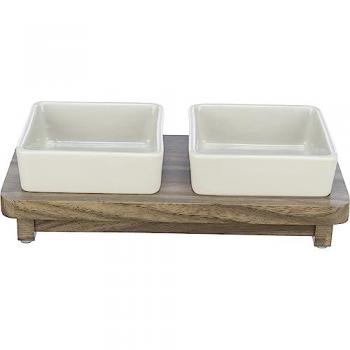 Comedero Trixie CityStyle de Cerámica/MDF Gris/Marrón para Perros y Gatos
