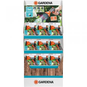 Gardena 18313-33 - Promoción Pistola Multisos Classic. Display de la Pistola multisos Classic 18313. con Tres Formas de Chorro: Ducha Concentrado y pulverizado. Contenido: 48 Unidades 18313-20.