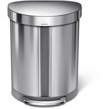 Simplehuman cubo de basura semicircular con borde de revestimiento acero inoxidable 60 litros
