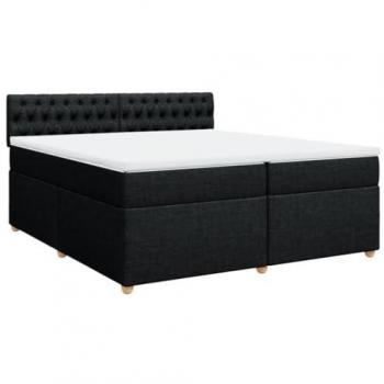 Cama box spring con colchón tela negro 200x200 cm