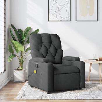 Silla de masaje reclinable gris oscuro en tela con función de masajes, diseño ergonómico, reposabrazos acolchados, respaldo ajustable y estructura robusta