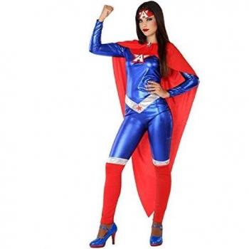 Atosa-61458 Atosa-61458-Disfraz Heroe Comic-Adulto Mujer, Color azul, XS a S
