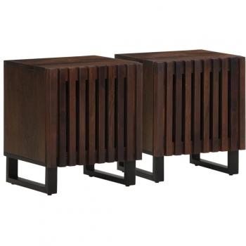 Mesitas de noche 2 piezas 40x34x46 cm madera maciza de mango color marrón Vidaxl