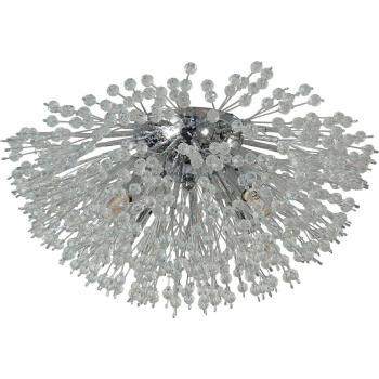 Luz de techo contemporánea Sunburst 4 luces cromadas con cuentas de vidrio transparente G9