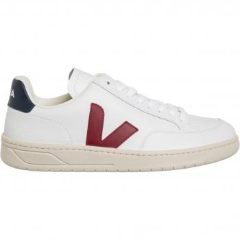 Veja Men's V-12 Leather Sneakers in White/Marsala/Nautico, Size UK 8