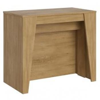 Consola Extensible 90x48/296 cm Efecto Madera Roble Natural con Aluminio y Extensiones Internas