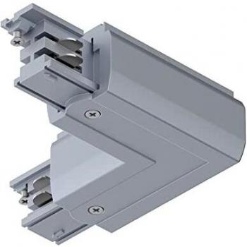Conector en L ProRail3 Paulmann, 101x101mm, hasta 3680W, color plata, sistema de rieles de 3 fases
