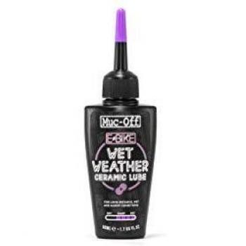 Muc-Off E-Bike Wet Chain Lube, 50 Millilitres - Premium Electric Bike Chain Lubricant With UV Tracer Dye - Formulated For Wet Weather Conditions