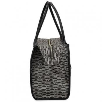 Bolso tote mediano de mujer Emporio Armani con monograma en color negro, talla única