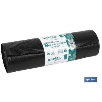 Pack de 10 Bolsas de Basura de 115x160 cm, Galga 150, Color Negro