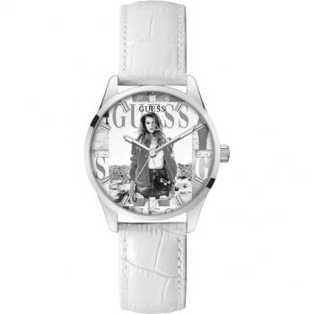 Guess G Icon Women's Watch GW0289L1 - Elegant White Leather Strap 36mm Quartz