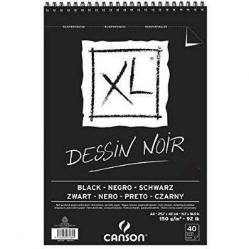 Canson – Juego de 5 bblocs 40 hojas bocetos XL Black, aleación pequeño parte A3 150 g Negro