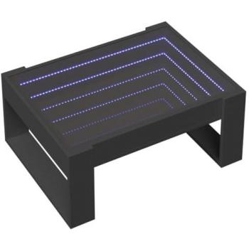 Mesa de centro con Infinity LED negro 70x53x30 cm