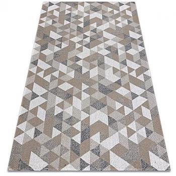 Alfombra Eco Sisal Boho Triángulos 2816 Crema/Taupe, Reciclada 75x150 cm