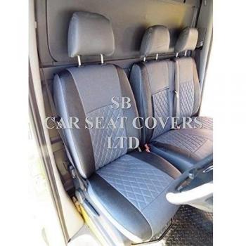 Mercedes Sprinter UK modelo Van Fundas De Asiento gris + negro polipiel, hecho a la medida