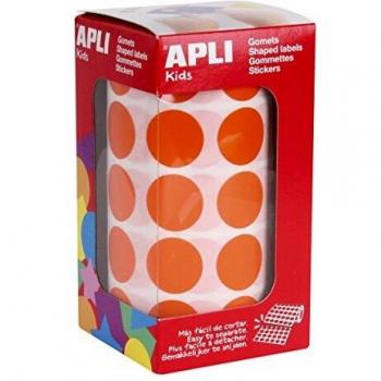 APLI Kids - Rollo de gomets redondos 20 mm, color naranja