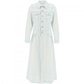 MM6 Maison Margiela Lightweight Denim Trench Coat - Light Blue, Women's Size S-42