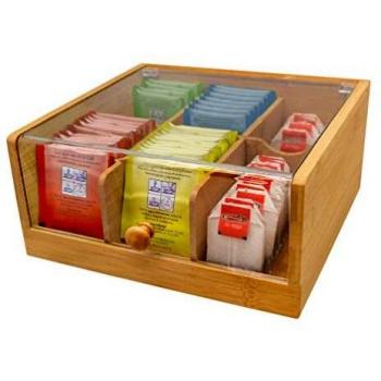 NERTHUS FIH 678 Bambu Natural, Caja organizadora de bolsitas de Té, 6 departamentos