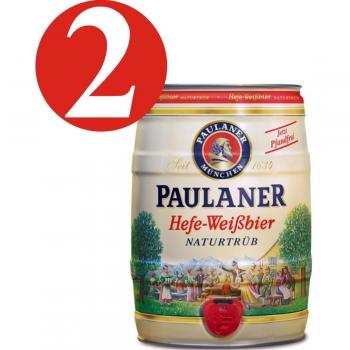 2 x Paulaner Hefe-Weissbier Naturtrüb 5,5% vol Partido estaño 5 litros
