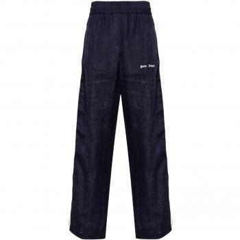 Palm Angels Men's Logo Track Pants in Blue | Size Small | PMCJ021S24FAB003