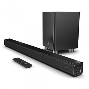 Barra de Sonido Inalámbrica 2.1 Majority K2 - Bluetooth, USB, Óptico, HDMI ARC - 150W con Subwoofer Inalámbrico