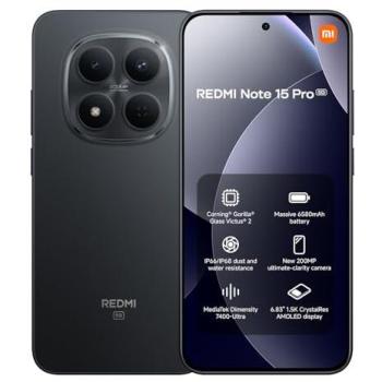 Xiaomi Redmi Note 15 Pro 5G Smartphone 6.83 AMOLED, 8GB RAM, 256GB, Batería de 6580mAh, Cámara de 200MP, Dual SIM - Negro