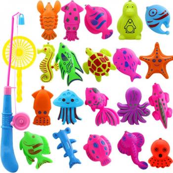 Juguetes de baño - Chickwin juego de pesca magnética con lindo pescado para niños Bebé baño de baño jugar agua en la bañera de la piscine