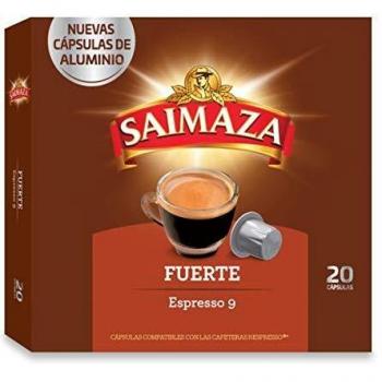 Saimaza Café Espresso Fuerte Intensidad 9 - 20 Cápsulas de café de aluminio compatibles con Nespresso