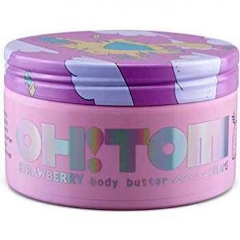 OH!TOMI Mantequilla Corporal Olor a Fresas , para Piel Seca, Cuidado Corporal con Karité, Aceite de Aguacate y Granos de Cacao, Cosméticos Naturales, Mantequilla Corporal Hidratante, 200 g