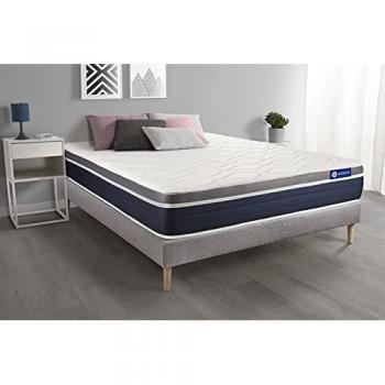 Somier gris ACTISOM + Colchón de espuma viscoelástica 140 x 190 cm - Confort Mi-Firme 26 cm