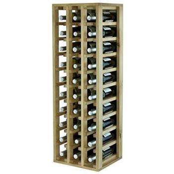 Expovinalia Botellero Especial con 3 módulos y Capacidad para 30 Unidades, Madera, Rustico, 36x32x105 cm