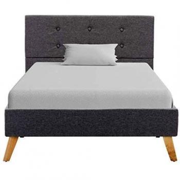 vidaXL Estructura de Cama Tela Somier Mobiliario de Hogar Casa Clásica Práctica Cómoda Moderna Robusta y Duradera Sin Colchón Gris Clara 90x200cm