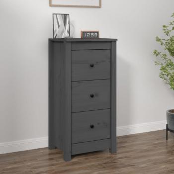 Aparador de madera maciza de pino gris 40x35x80 cm con 3 cajones, mueble de almacenaje moderno para salón, armario auxiliar y armario de almacenamiento
