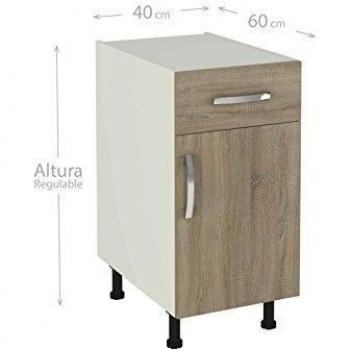 MEKA-BLOCK Módulo de Cocina con cajón y Puerta, Roble Cortez, 60x40x80 cm