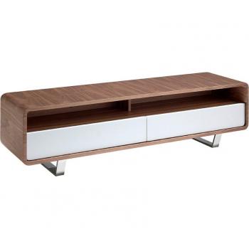 Mueble TV ANGEL CERDÁ 3046C nogal y blanco, 150 x 40 x 40 cm, Chapa Nogal, Madera DM Lacada, con Acero inoxidable cromado