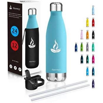 Baomay Botella de Agua Frio : Termo de Acero Inoxidable - 350ml 500ml 750ml Termica Botellas Reutilizable, Sin BPA & Eco Friendly, Doble Pared Aislamiento al Vacío, para Oficina, Colegio, Playa
