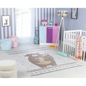 Alfombra Infantil Lavable Oso Beige y Marrón 80 x 150 cm - Surya