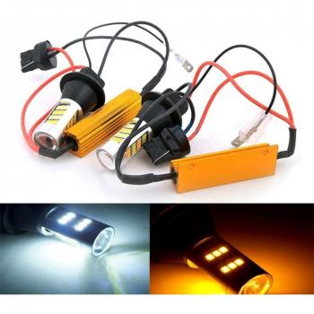KATUR T20 7440 7440NA 7441 992 Blanco/ámbar Switchback LED Luz de señal de giro Canbus sin errores 2835 42SMD 800lúmenes 12V LED con resistencias de carga de 50W 6ohm